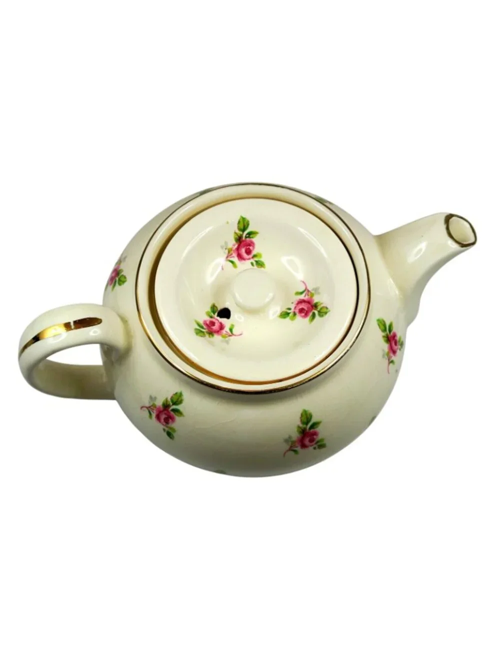 Sampson Bridgwood 14oz Floral Teapot c1950s Roses #42 Mold Made in England